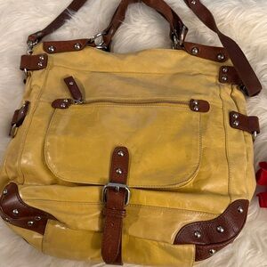 Tano Genuine Leather Studded Mustard Yellow Shoulder Bag🔥